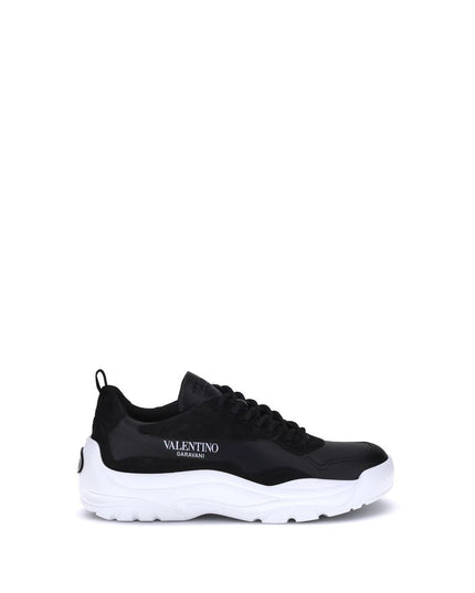 Valentino Garavani Black Calf Leather Bos Taurus Chunky Sneakers