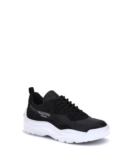Valentino Garavani Black Calf Leather Bos Taurus Chunky Sneakers
