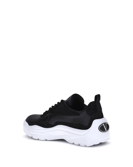 Valentino Garavani Black Calf Leather Bos Taurus Chunky Sneakers