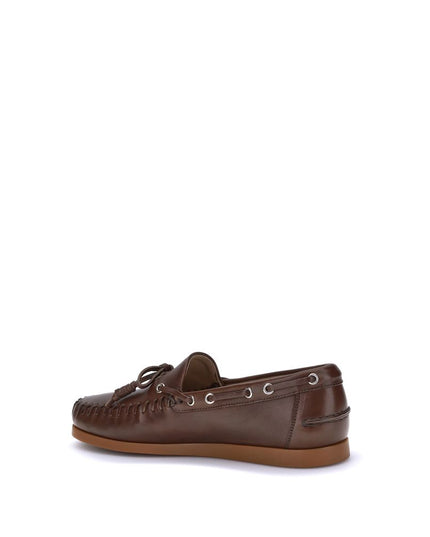 Valentino Garavani Brown Calf Leather Bos Taurus Slip-On Loafers