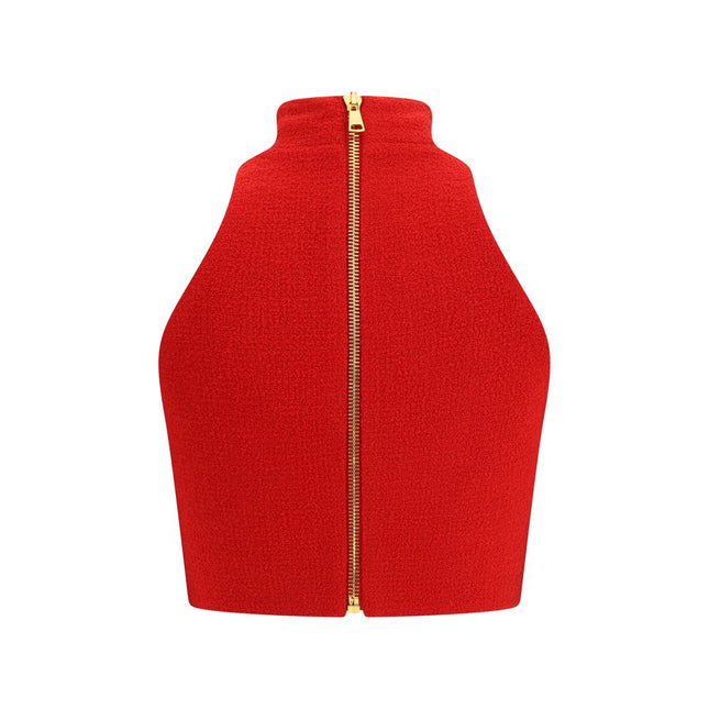 Balmain Red Fleece Wool Top