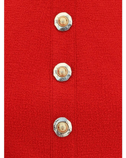 Balmain Red Fleece Wool Top