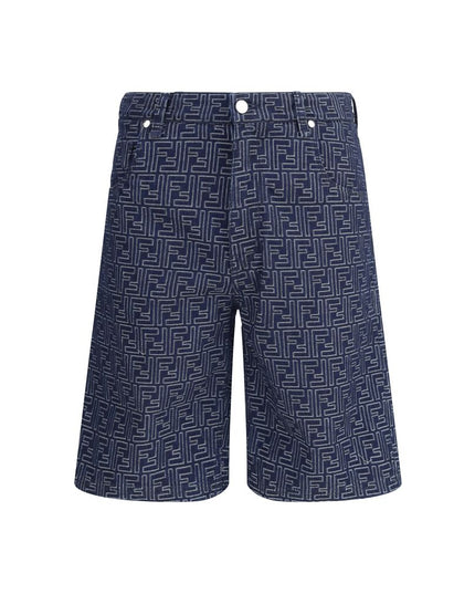 Fendi Blue Cotton Bermuda Shorts