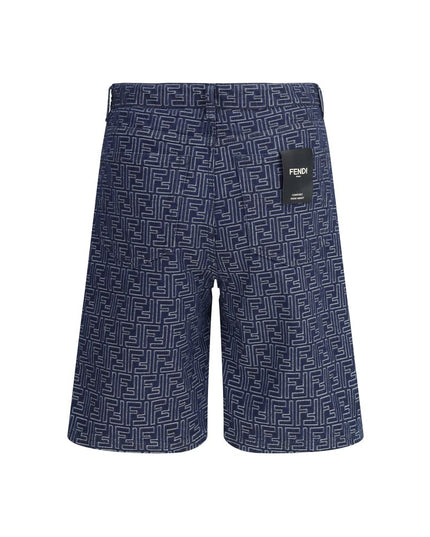 Fendi Blue Cotton Bermuda Shorts