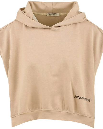 Hinnominate Beige Cotton Women Sleeveless Hoodie