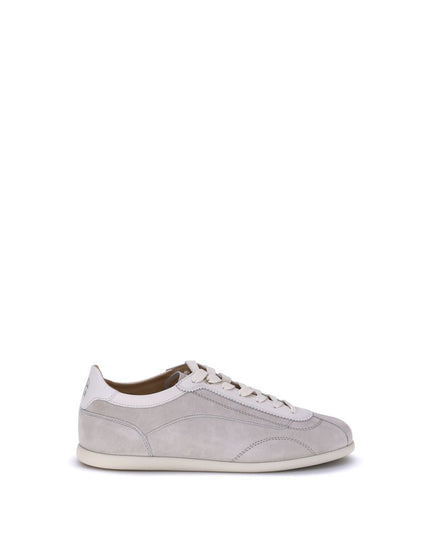 Brunello Cucinelli Gray Calf Leather Bos Taurus Low Top Sneakers