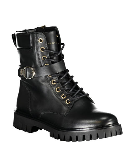 Tommy Hilfiger Black Leather Women Boot