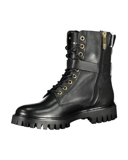 Tommy Hilfiger Black Leather Women Boot