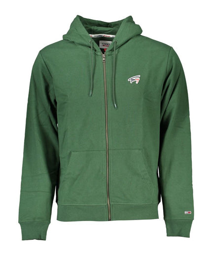Tommy Hilfiger Green Cotton Men Sweater with Hood