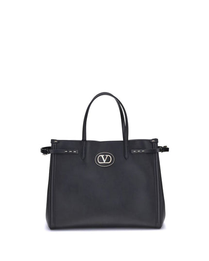 Valentino Garavani Black Calf Leather Bos Taurus Shoulder Bag