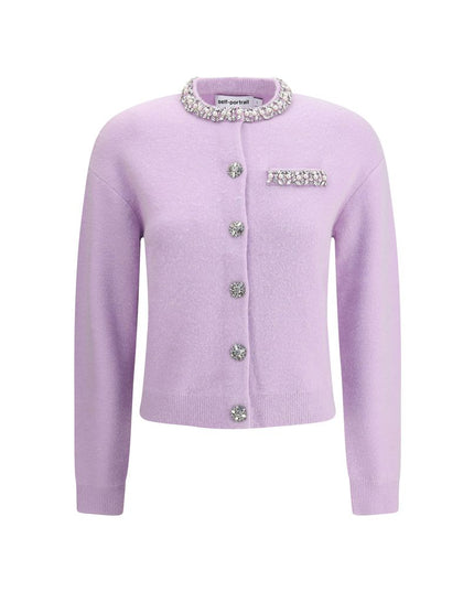 Self-Portrait Purple Viscose Cardigan