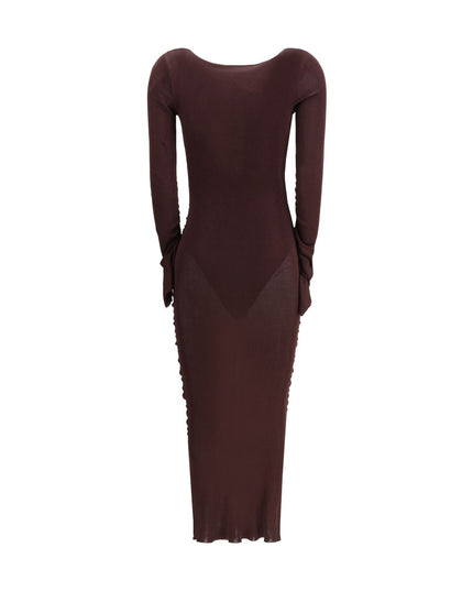 Self-Portrait Brown Viscose Casual Dress