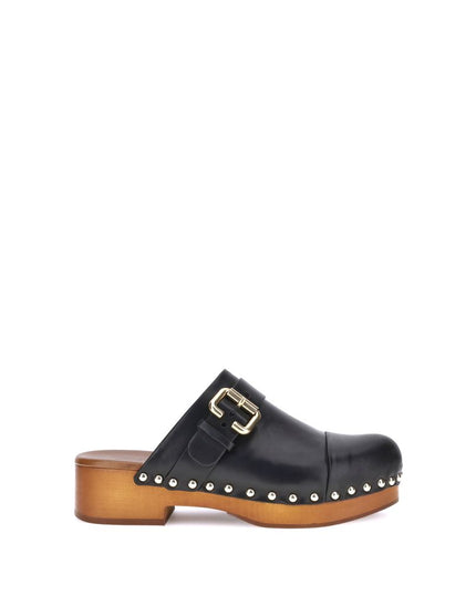 Chloé Black Calf Leather Bos Taurus Clogs