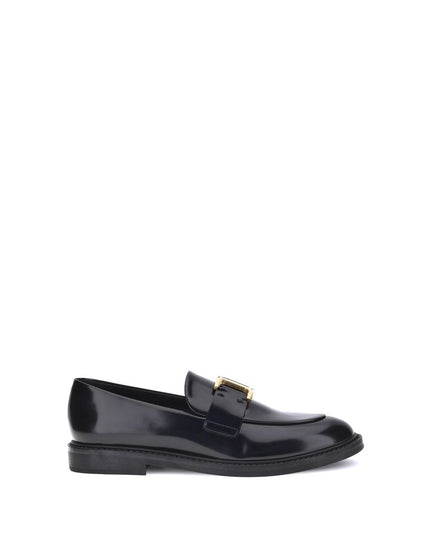 Chloé Black Calf Leather Bos Taurus Slip-On Loafers