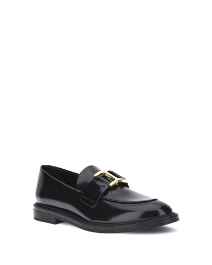 Chloé Black Calf Leather Bos Taurus Slip-On Loafers