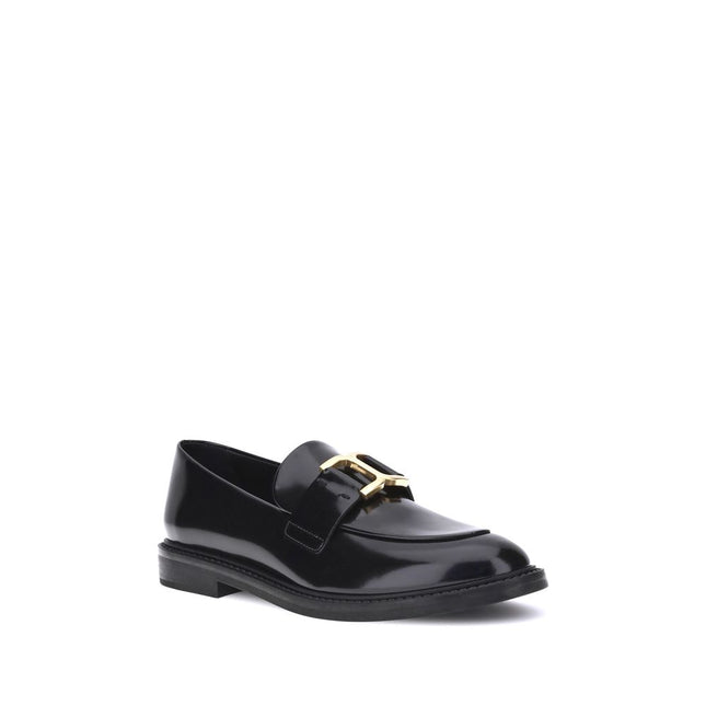 Chloé Black Calf Leather Bos Taurus Slip-On Loafers