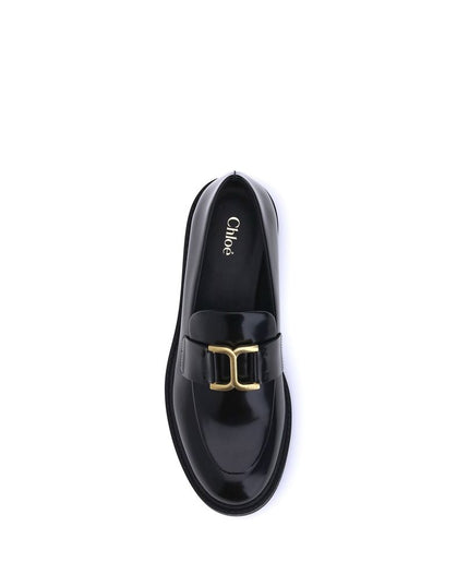 Chloé Black Calf Leather Bos Taurus Slip-On Loafers