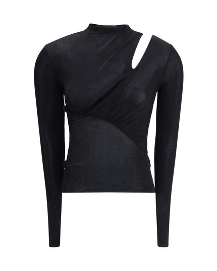 Self-Portrait Black Viscose Top