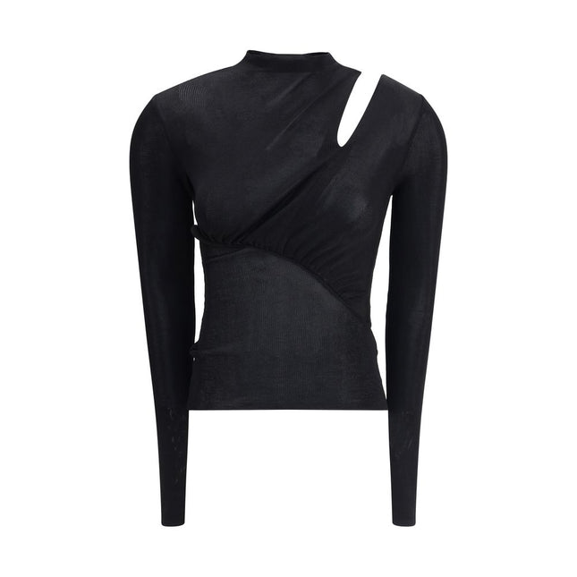 Self-Portrait Black Viscose Top