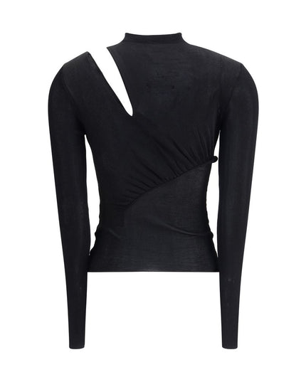 Self-Portrait Black Viscose Top