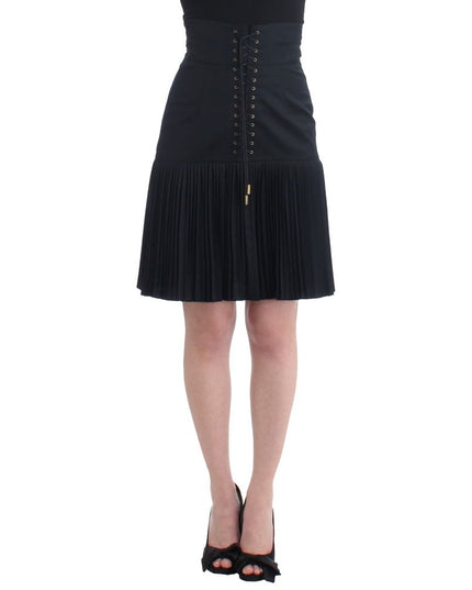 Roberto Cavalli Black Wool Mini Skirt