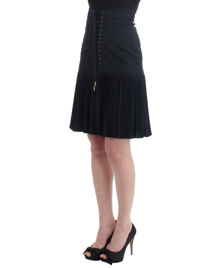 Roberto Cavalli Black Wool Mini Skirt