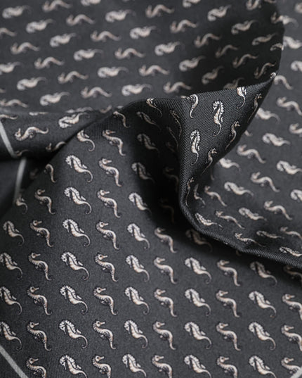 Dolce & Gabbana Black Fish Print Silk Square Men Foulard Scarf