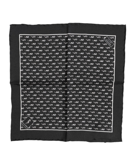 Dolce & Gabbana Black Sea Horse Silk Square Men Foulard Scarf