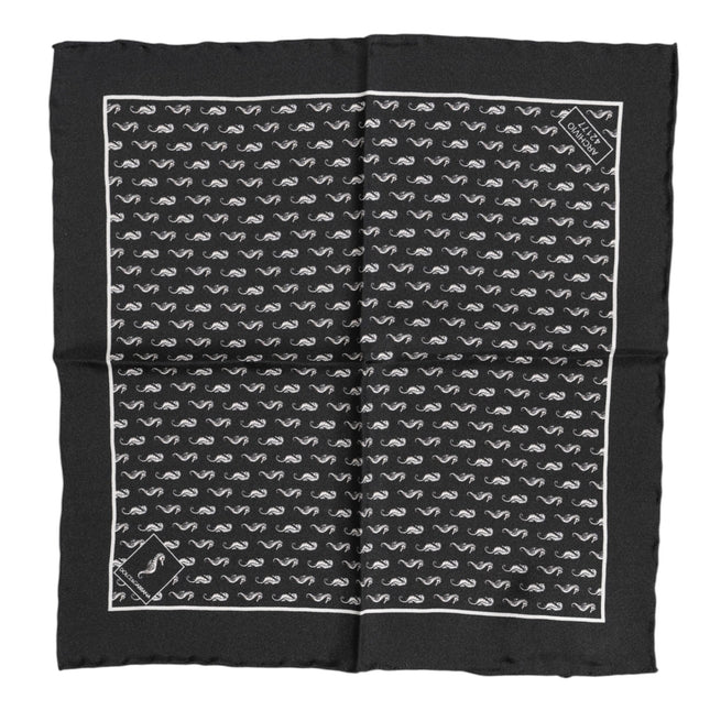 Dolce & Gabbana Black Sea Horse Silk Square Men Foulard Scarf