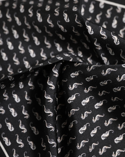 Dolce & Gabbana Black Sea Horse Silk Square Men Foulard Scarf