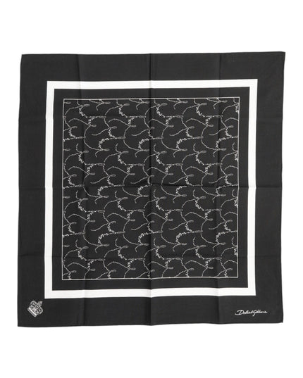 Dolce & Gabbana Black White Printed Square Men Foulard Scarf