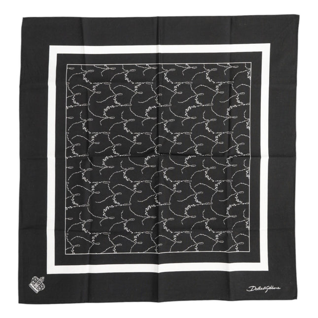 Dolce & Gabbana Black White Printed Square Men Foulard Scarf