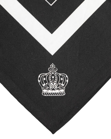 Dolce & Gabbana Black White Printed Square Men Foulard Scarf