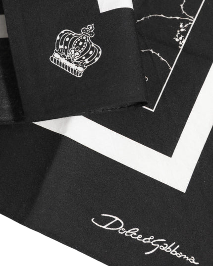 Dolce & Gabbana Black White Printed Square Men Foulard Scarf