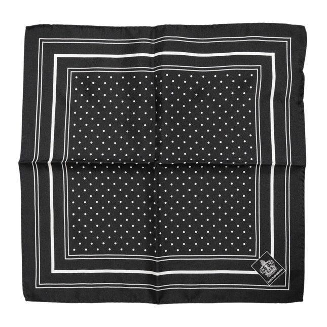 Dolce & Gabbana Black White Polka Dot Men Foulard Scarf