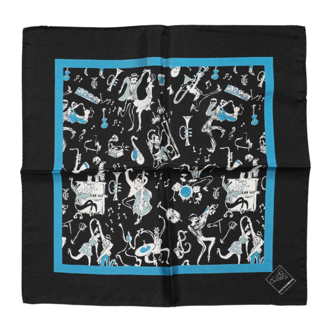 Dolce & Gabbana Black Jazz Club Silk Square Men Foulard Scarf