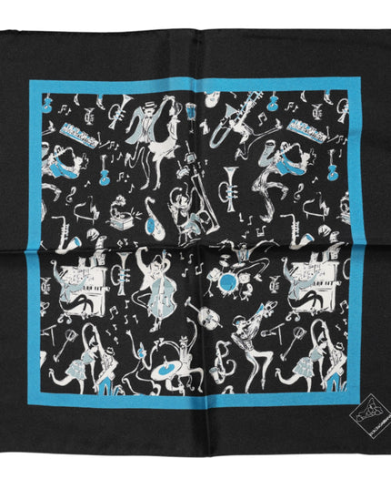 Dolce & Gabbana Black Jazz Club Silk Square Men Foulard Scarf