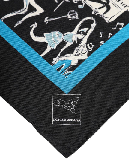Dolce & Gabbana Black Jazz Club Silk Square Men Foulard Scarf