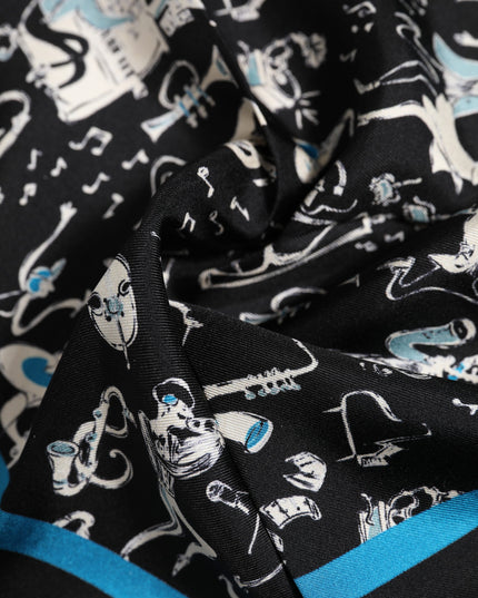 Dolce & Gabbana Black Jazz Club Silk Square Men Foulard Scarf
