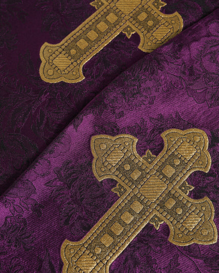 Dolce & Gabbana Purple Silk Fringes Cross Men Foulard Scarf