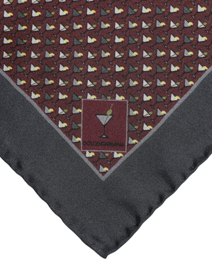 Dolce & Gabbana Maroon Cocktail Silk Square Foulard Scarf