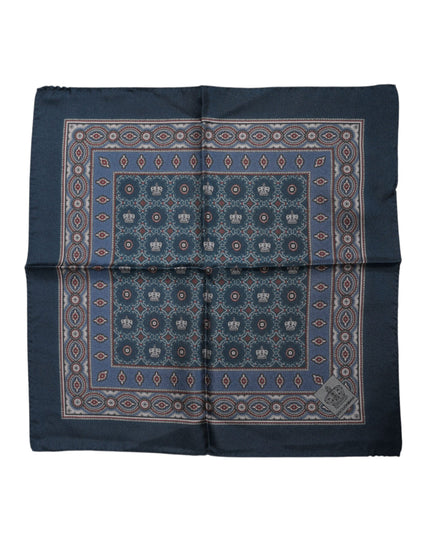 Dolce & Gabbana Blue Printed Silk Square Men Foulard Scarf