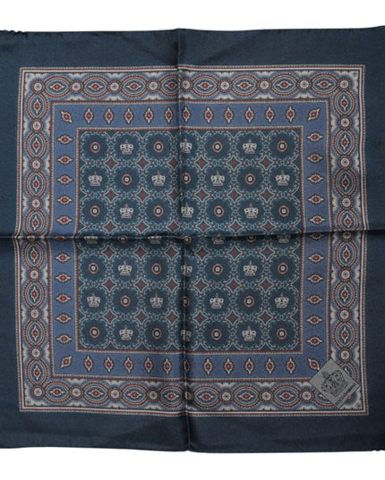 Dolce & Gabbana Blue Printed Silk Square Men Foulard Scarf