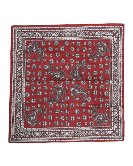 Dolce & Gabbana Red Floral Cotton Square Foulard Scarf