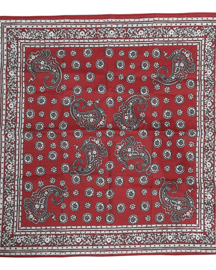 Dolce & Gabbana Red Floral Cotton Square Foulard Scarf