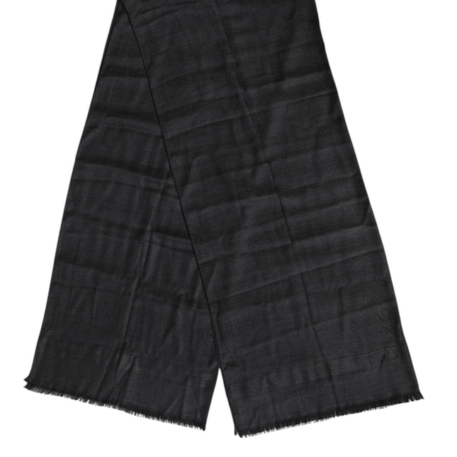Dolce & Gabbana Dark Gray Cashmere Fringes Neck Warmer Scarf