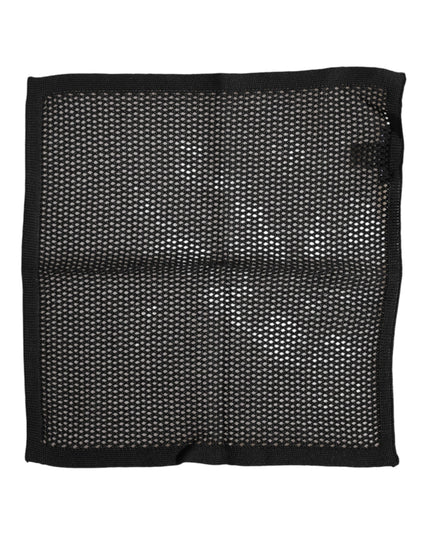 Dolce & Gabbana Black Patterned Cotton Square Foulard Scarf