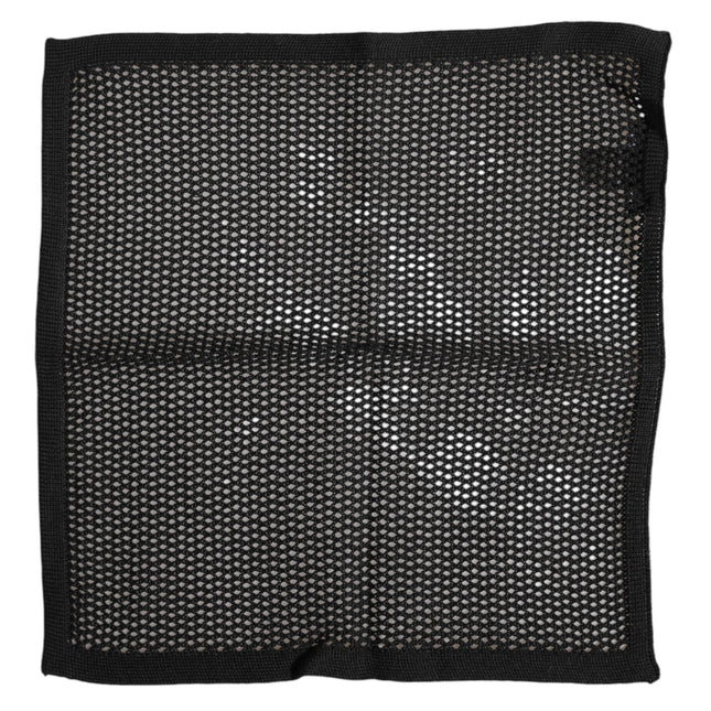 Dolce & Gabbana Black Patterned Cotton Square Foulard Scarf