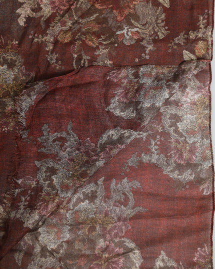 Dolce & Gabbana Maroon Floral Neck Warmer Foulard Scarf