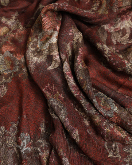 Dolce & Gabbana Maroon Floral Neck Warmer Foulard Scarf